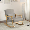Nursery Rocking Accent Chair Rocker Armchair with Rubber Wood Armrests-Natural