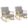 Nursery Rocking Accent Chair Rocker Armchair with Rubber Wood Armrests-Natural