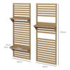 Outsunny Wall Mounted Plant Stands Set of 2, Fir Wood Flower Stand with Shelves and Slatted Trellis for Patio, Balcony, Porch