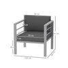 Outsunny Garden Sofa Set of 2, All-Weather Garden Sofa Set with Removable Cushions, Metal Frame Outdoor Furniture for Balcony, Charcoal Grey