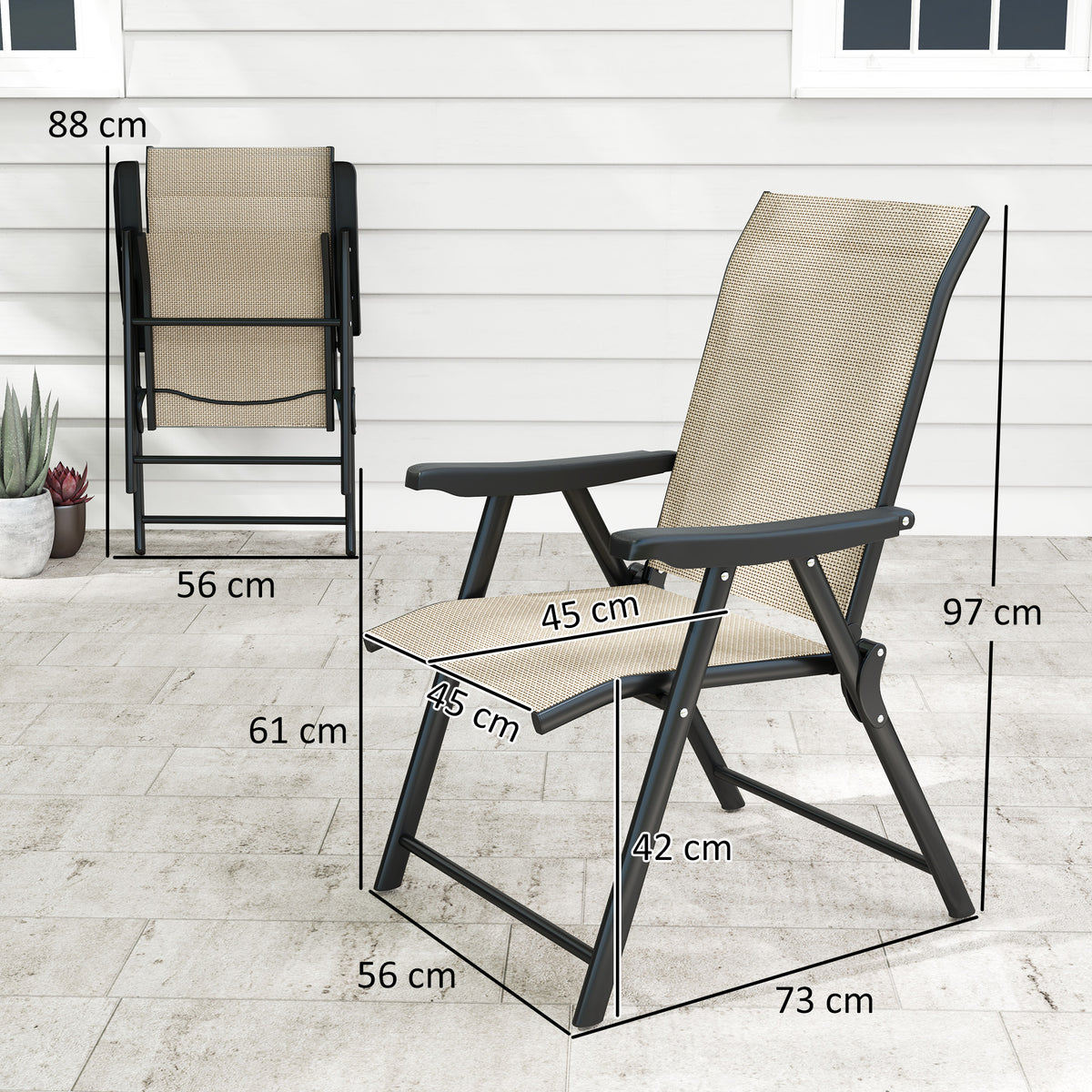 Outsunny Set of Two Folding Outdoor Chairs in Brown and Black