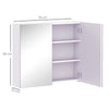 HOMCOM Mirror Cabinet, Wall Mount Bathroom Storage Cabinet with Adjustable Shelf, Double Door Cupboard, 70 x 15 x 60 cm, White