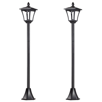 Outsunny 2 Pieces Outdoor Garden Solar Post Lamp Sensor Dimmable LED Lantern Bollard Pathway 1.6M Tall – Black