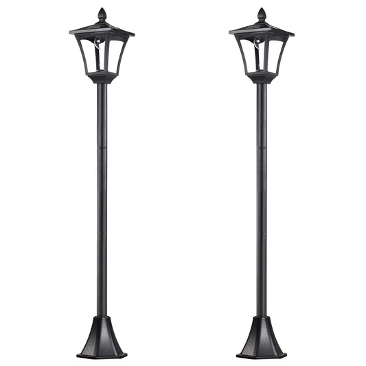 Outsunny قطعتان مصباح حديقة خارجي يعمل بالطاقة الشمسية مع مستشعر خافت إضاءة LED للفناء بطول 1.6 متر – أسود