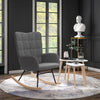 HOMCOM Living Room Furniture Set, Wingback Rocking Chair and Two Nesting Coffee Tables, White and Dark Grey