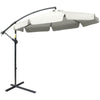 Outsunny 2.7m Garden Banana Parasol Cantilever Umbrella with Crank Handle and Cross Base for Outdoor, Hanging Sun Shade, Cream White