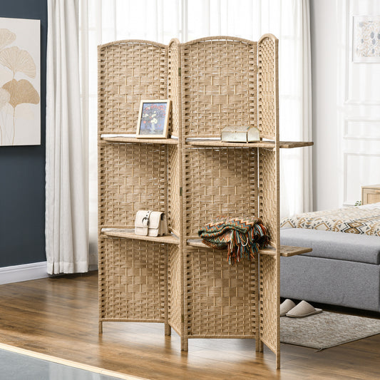 HOMCOM Freestanding Privacy Screen in Natural Wood