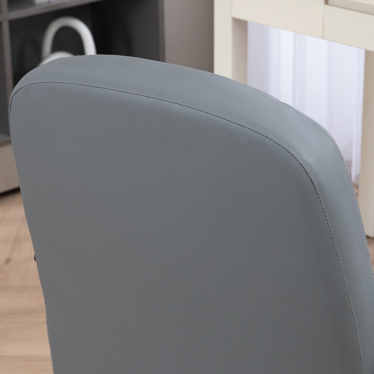 HOMCOM Desk Chair, PU Leather Computer Office Chair with Adjustable Height, Swivel Wheels for Home Work Study, Grey