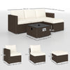 Outsunny Five Piece Rattan Garden Furniture Set with Gas Fire Pit Table and Footstool - Brown and Cream White