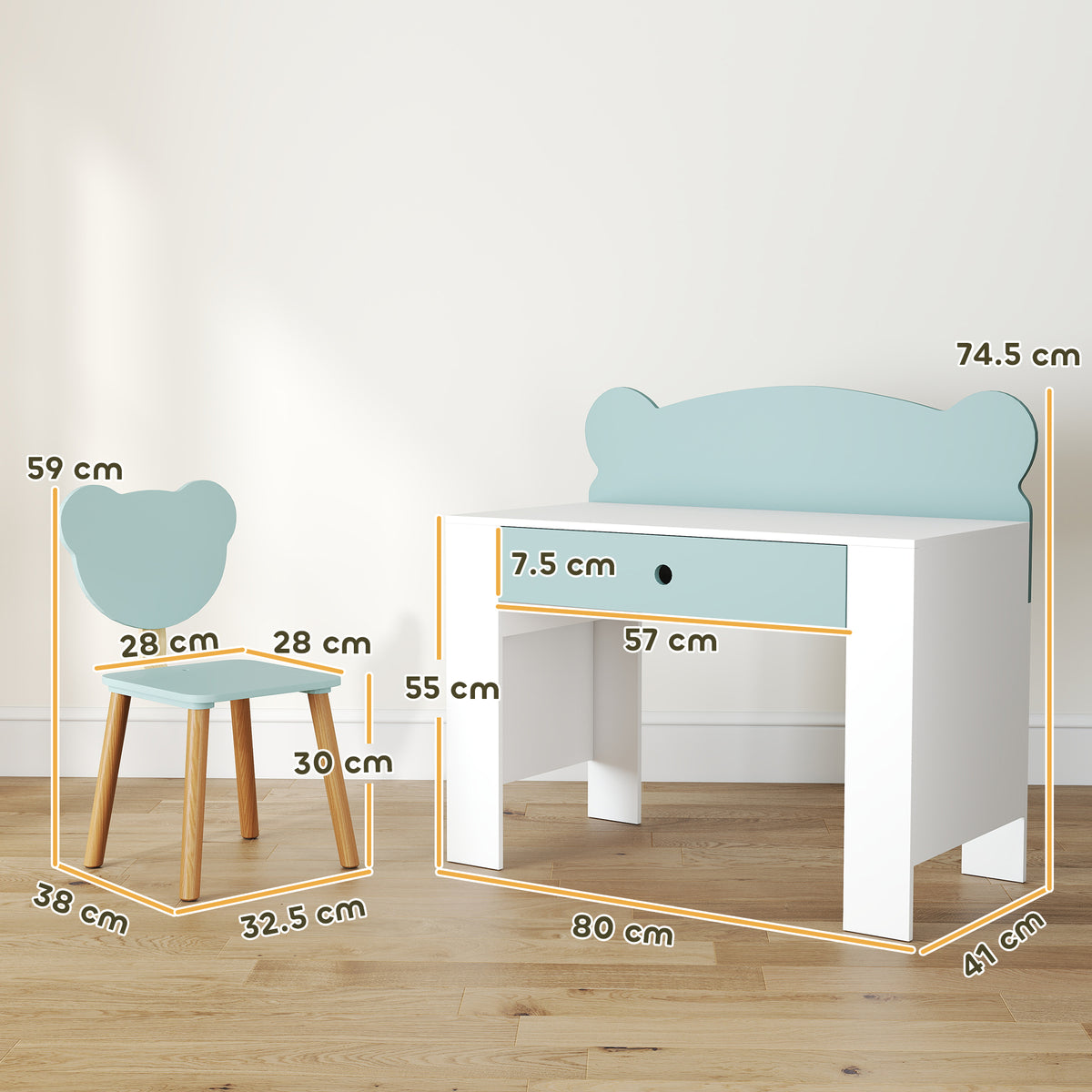 AIYAPLAY Kids Desk and Chair Set in Green