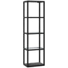 HOMCOM LED Floor Lamp with Glass Shelves, 4 Layers Dimmable Tall Standing Lamp, Modern Column Shelf Floor Light for Living Room, Bedroom, Office, Black