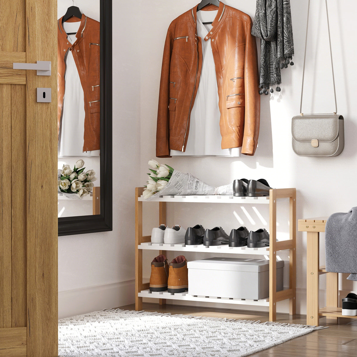 HOMCOM 3-Tier Shoe Rack
