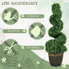 HOMCOM Set of 2 Artificial Plants, Topiary Spiral Boxwood Trees with Pot, for Home Indoor Outdoor Decor, 90cm