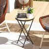 Outsunny Mosaic Outdoor Garden Table, 35.5cm Round Folding Coffee Table with Metal Frame for Balcony Terrace, Yellow