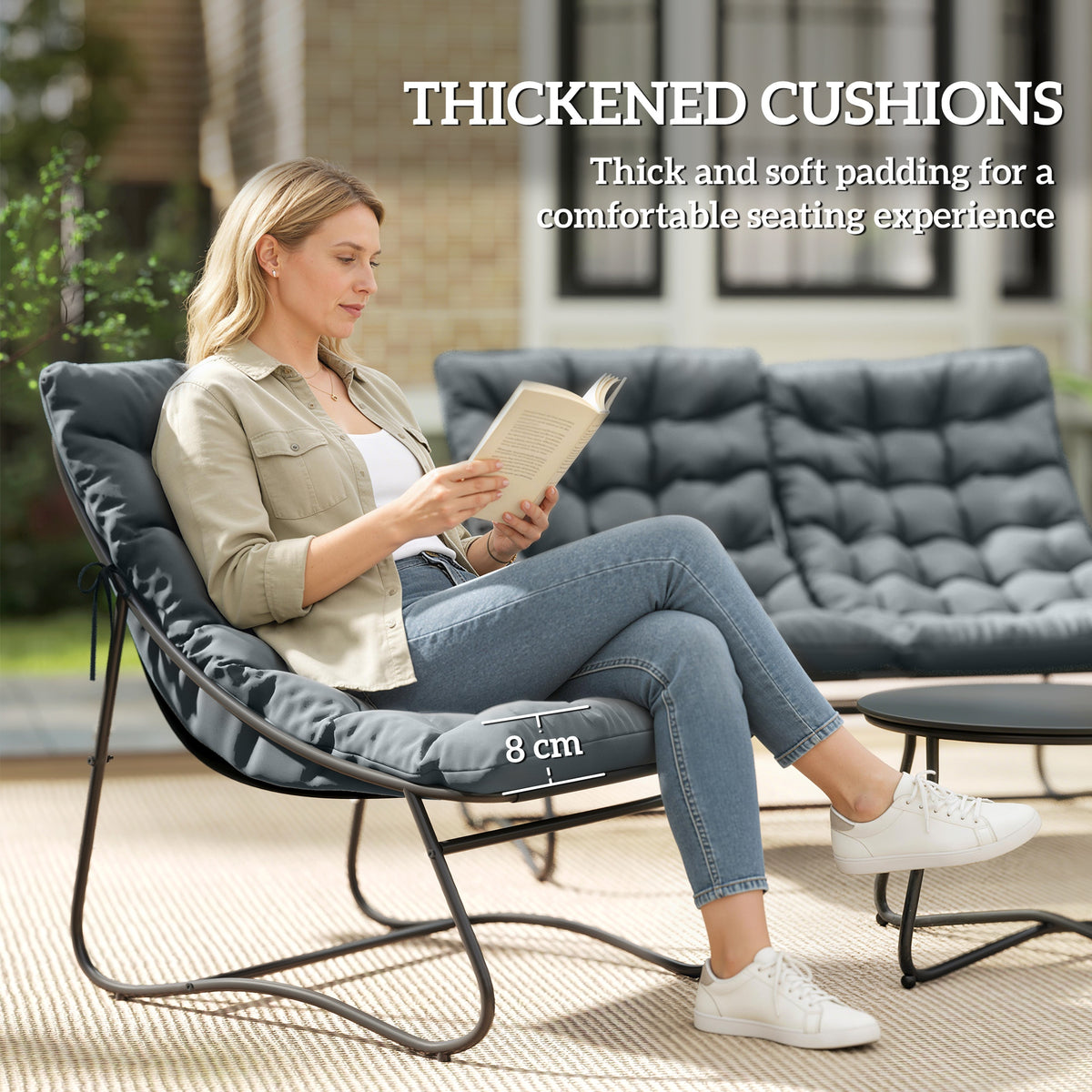 Outsunny Four-Piece Curved Seat Garden Sofa Set in Grey and Black