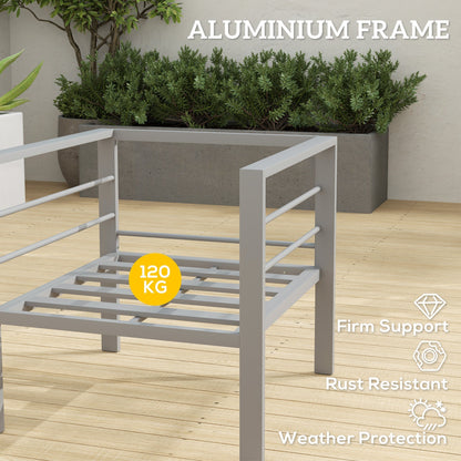 أريكة حديقة Outsunny، أريكة حديقة فردية لجميع الأحوال الجوية مع وسائد قابلة للإزالة، أثاث خارجي بإطار معدني للشرفة، رمادي فحمي