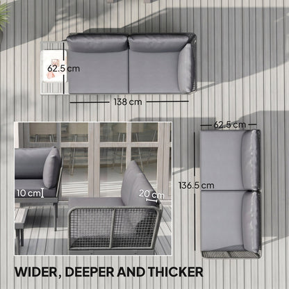 Outsunny Thee-Piece 'L' Rattan Sofa Set - Grey