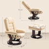 HOMCOM Faux Leather 135 Reclining Chair and Footstool - Beige