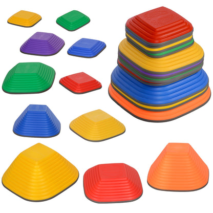 AIYAPLAY Balance Stepping Stones for Kids, 11-Piece Non-Slip Stackable River Stones, Obstacle Courses for Balance and Motor Skill