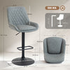 HOMCOM Set of Two Faux Leather Retro Bar Stools - Light Grey