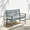 Outsunny 2 Seater Plastic Garden Bench, Outdoor Patio Bench with Armrest and Backrest, Weatherproof Outdoor Furniture for Balcony
