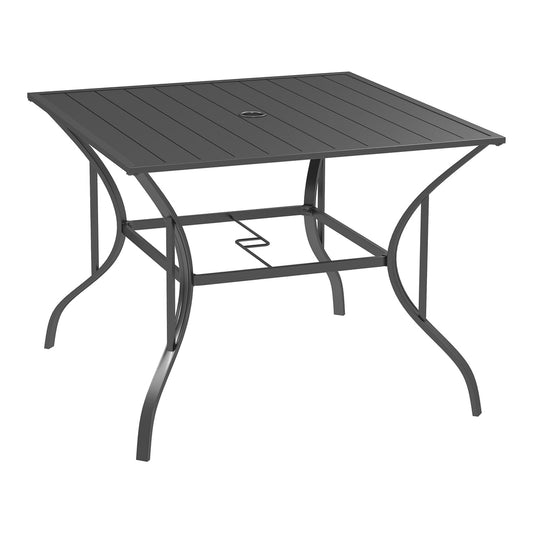 Outsunny Garden Table with Parasol Hole in Dark Grey