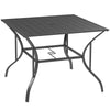 Outsunny 94 x 94 cm Garden Table with Parasol Hole, Outdoor Dining Garden Table for Four with Slatted Metal Plate Top, Dark Grey