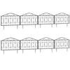 Outsunny Decorative Garden Fencing, 8PCs Outdoor Picket Fence Panels, Rustproof Metal Wire Landscape Flower Bed Border Edging Animal Barrier, Black