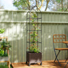 Outsunny Raised Garden Bed with Trellis, Tomato Cage with Lockable Wheels, Self Watering Planter Box with Drainage Holes, Brown