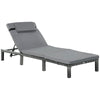 Outsunny Rattan Sun Lounger, 5-Level Adjustable Garden Lounger Recliner with Cushion and Headrest, Outdoor Reclining Sunbed, Steel Frame Garden Chair for Patio, Beach, Terrace, Dark Grey