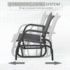 Outsunny Outdoor Garden Glider Chair, Metal Frame Single Armchair Swing Seater w/ Breath Mesh Fabric Seat, Curved Backrest, Armrests, for Living Room, Patio, Porch, Dark Grey