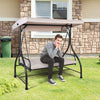 3 Seater Garden Swing Chair with Adjustable Canopy and Cushions-Beige