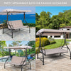 3 Seater Garden Swing Chair with Adjustable Canopy and Cushions-Beige