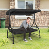 3 Seater Garden Swing Chair with Adjustable Canopy and Cushions-Black