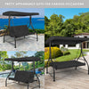 3 Seater Garden Swing Chair with Adjustable Canopy and Cushions-Black