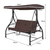 3 Seater Garden Swing Chair with Adjustable Canopy and Cushions-Brown