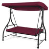 3 Seater Garden Swing Chair with Adjustable Canopy and Cushions-Wine