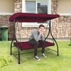 3 Seater Garden Swing Chair with Adjustable Canopy and Cushions-Wine