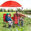Portable Double Camping Chair with Umbrella &amp; Ice Bag-Red