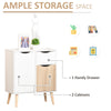 HOMCOM Sideboard Floor Cabinet Storage Cupboard with Drawer and Solid Wood Legs for Bedroom, Living Room, Entryway, Brown