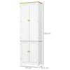 HOMCOM Freestanding 4-Door Kitchen Cupboard, Storage Cabinet Organizer with 4 Shelves, 183cm, White