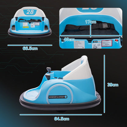 AIYAPLAY 360√Ç¬∞ Rotation Kids Bumper Car, 12V Waltz Car with Remote Control, Dual Joystick, Music, Lights, Light Blue