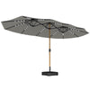 Outsunny Double Sided Garden Parasol with Base Included & 48 Solar LED Lights Patio Umbrella Crank Handle 4.6m Light Grey