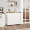 HOMCOM Drop-Leaf Kitchen Island on Wheels with Extendable Rubber Wood Worktop, Rolling Kitchen Storage Trolley, Utility Storage Cart with Drawers & Cabinet for Kitchen, Dining & Living Room, White