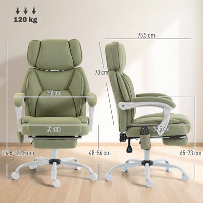 HOMCOM High Back Vibration Massage Office Chair Heated Reclining Computer Chair w/ Adjustable Height, Swivel Wheels, Lime Green