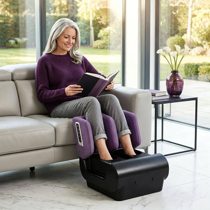 HOMCOM 2 in 1 Foot and Calf Massager with Heat, Air Compression, Timer, 3 Modes & Intensities, Purple and Black