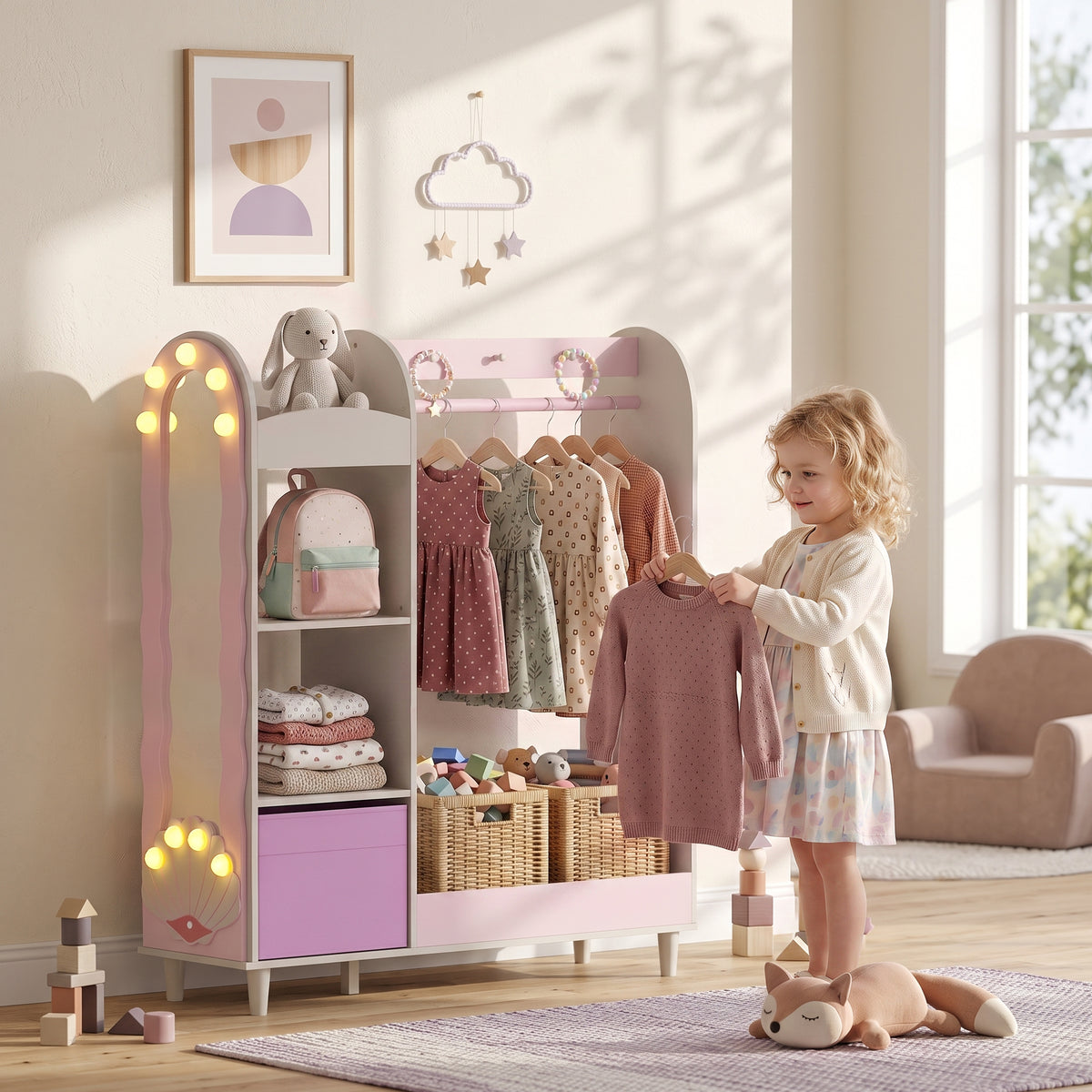 AIYAPLAY Kids Clothing Rack in Pink