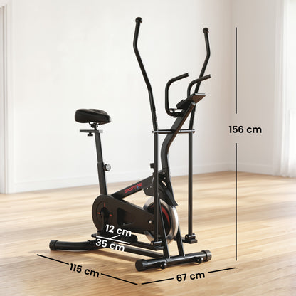SPORTNOW 2 in 1 Elliptical Cross Trainer for Home with Adjustable Resistance & Seat, Bluetooth App, LCD Monitor, Wheels