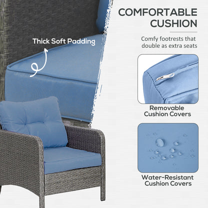 Outsunny 5 Pieces PE Rattan Garden Furniture Set in Blue