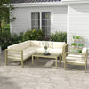 Outsunny 5-Piece Garden Corner Sofa Set with Cushions, 6 Seater Aluminium Garden Furniture Set with Glass Top Coffee Table, Patio Sectional Conservatory Furniture for Patio & Terrace, Gold Tone